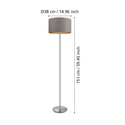 Lampade Da Terra-Eglo Maserlo lampada da terra con portalampada circolare di tessuto