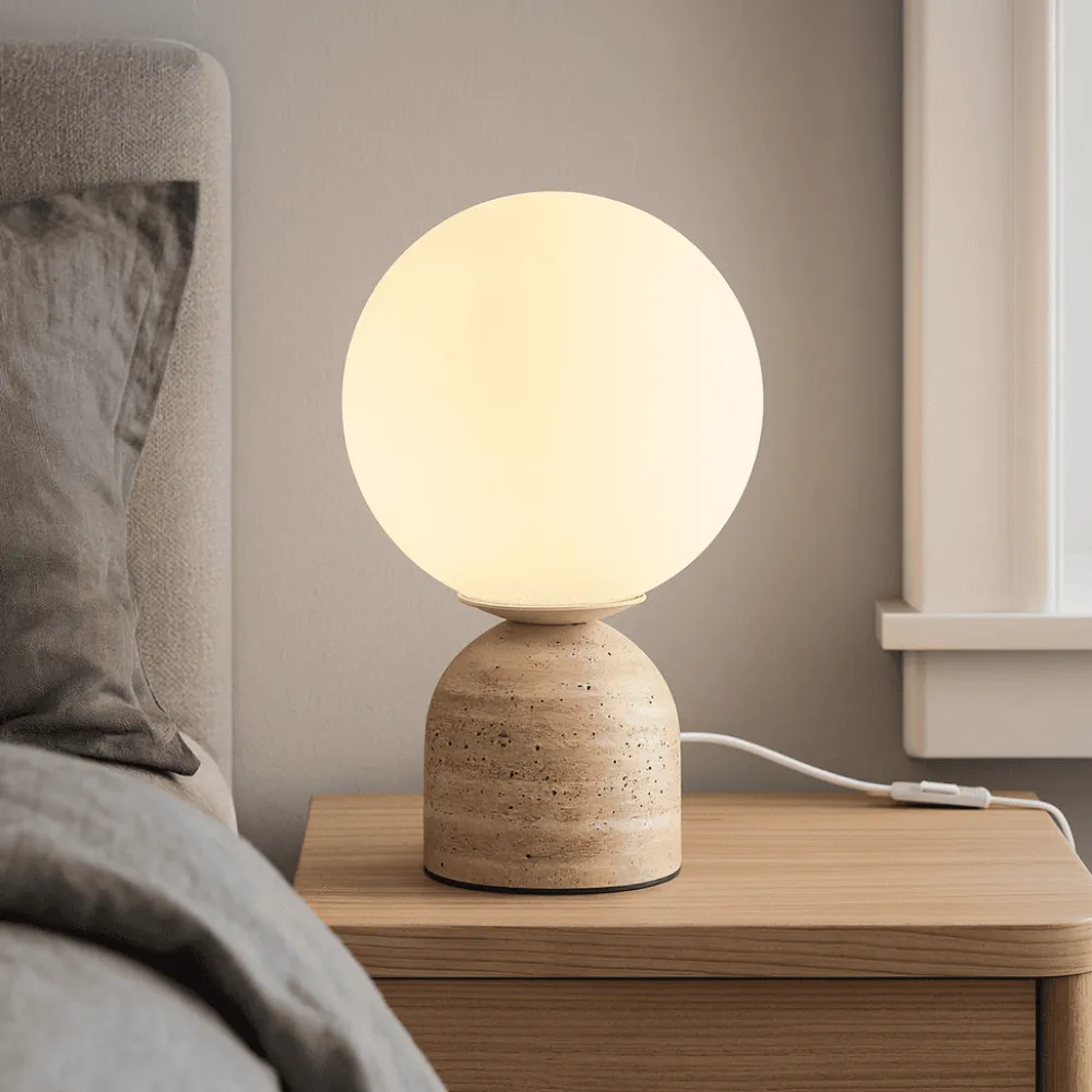 Abat Jour-Maytoni Mayoni tavo lampada da comodino abat jour base cemento diffusore vetro