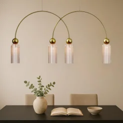 Lampadari Moderni-Maytoni antic lampadario per soggiorno moderno 4 luci paralumi in vetro