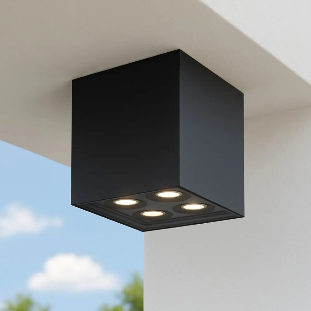 Faretti Da Esterno-Maytoni ares faretto da esterno cubico nero led 3000k ip54