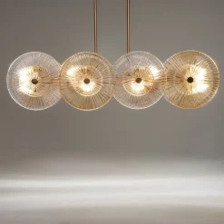 Lampadari Moderni-Maytoni aster lampadario moderno cerchi in vetro ambrato