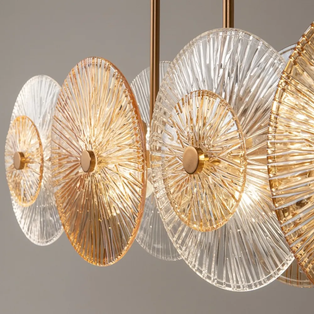 Lampadari Moderni-Maytoni aster lampadario moderno cerchi in vetro ambrato
