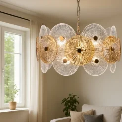 Lampadari Moderni-Maytoni aster lampadario moderno per salotto in vetro decorato