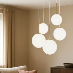 Lampadari Moderni-Maytoni basic form lampadario moderno colore oro con sfere