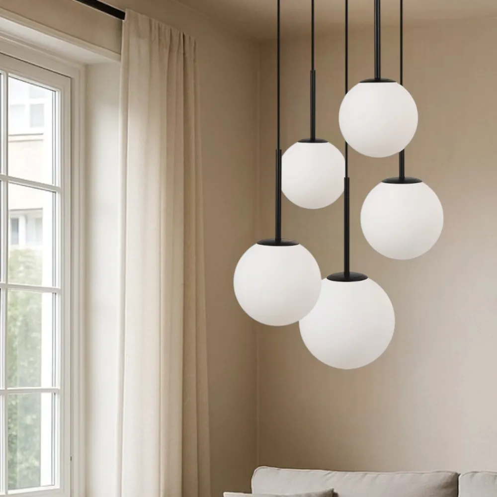 Lampadari Moderni-Maytoni basic form lampadario moderno nero 5 luci