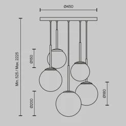 Lampadari Moderni-Maytoni basic form lampadario moderno nero 5 luci