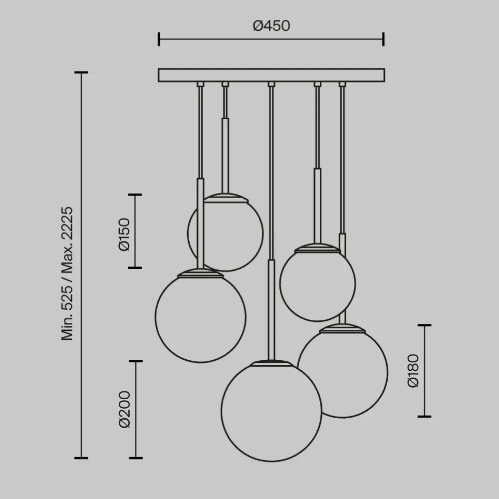 Lampadari Moderni-Maytoni basic form lampadario moderno nero 5 luci