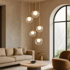 Lampadari Moderni-Maytoni basic form lampadario moderno per salotto sfere in vetro