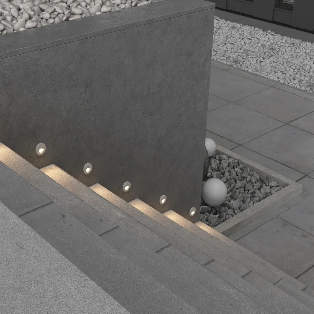 Segnapasso Led-Maytoni bil segnapasso da incasso per esterno rotondo bianco led 3000k ip54