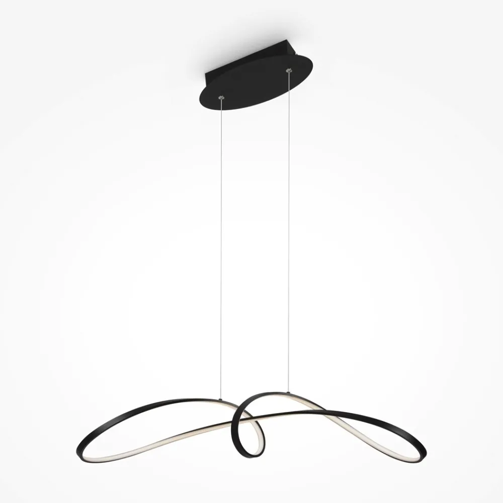 Lampadari Cucina-Maytoni curve lampadario nero led 42w 4000k per cucina moderna