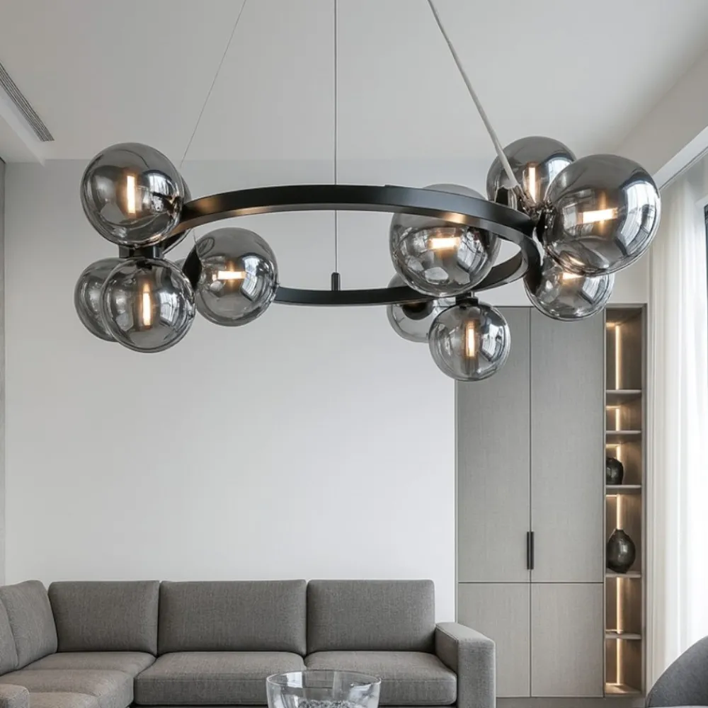 Lampadari Moderni-Maytoni dallas lampadario moderno sfere vetro fume'