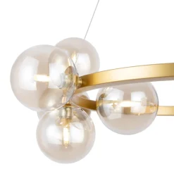 Lampadari Moderni-Maytoni dallas lampadario per soggiorno moderno dorato sfere vetro ambra