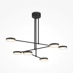 Lampadari Moderni-Maytoni fad lampadario moderno led 40w 3000k nero 6 luci