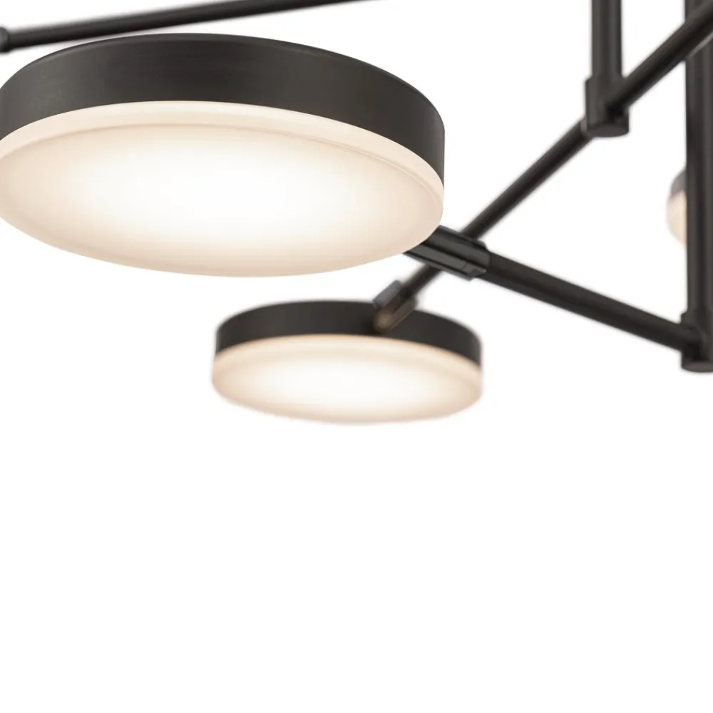 Lampadari Moderni-Maytoni fad lampadario moderno led 40w 3000k nero 6 luci