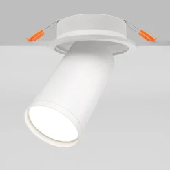 Faretti Da Incasso-Maytoni faretto focus bianco cilindro orientabile da incasso a soffitto
