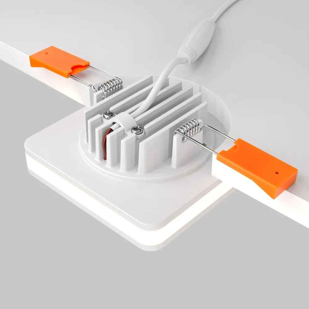 Faretti Da Incasso-Maytoni faretto phanton quadrato bianco da incasso per controsoffitto led 7w 3000k