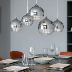 Lampadari Moderni-Maytoni fermi lampadario moderno 5 luci con portalampada sferici