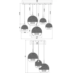 Lampadari Moderni-Maytoni fermi lampadario moderno 5 luci con portalampada sferici