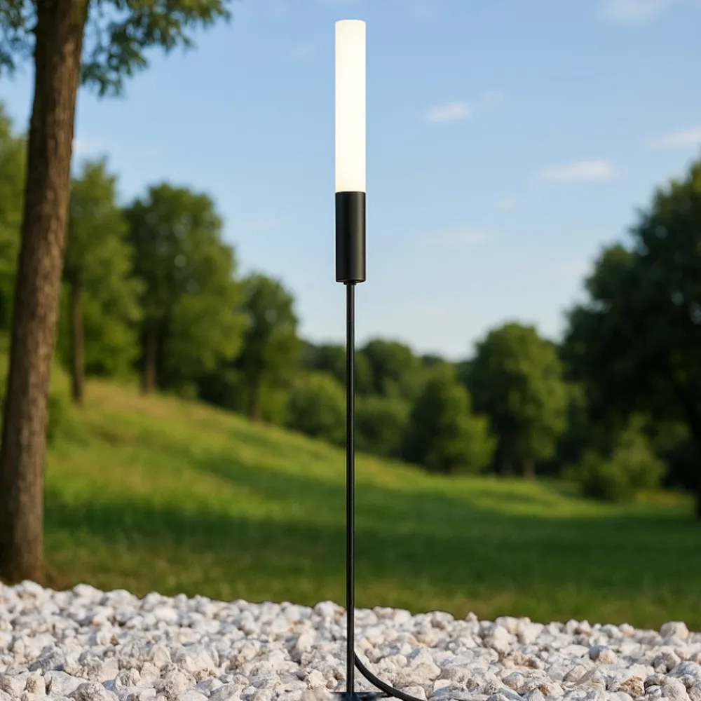 Lampioni Da Giardino-Maytoni flare lampione da giardino nero con picchetto led 3000k ip65