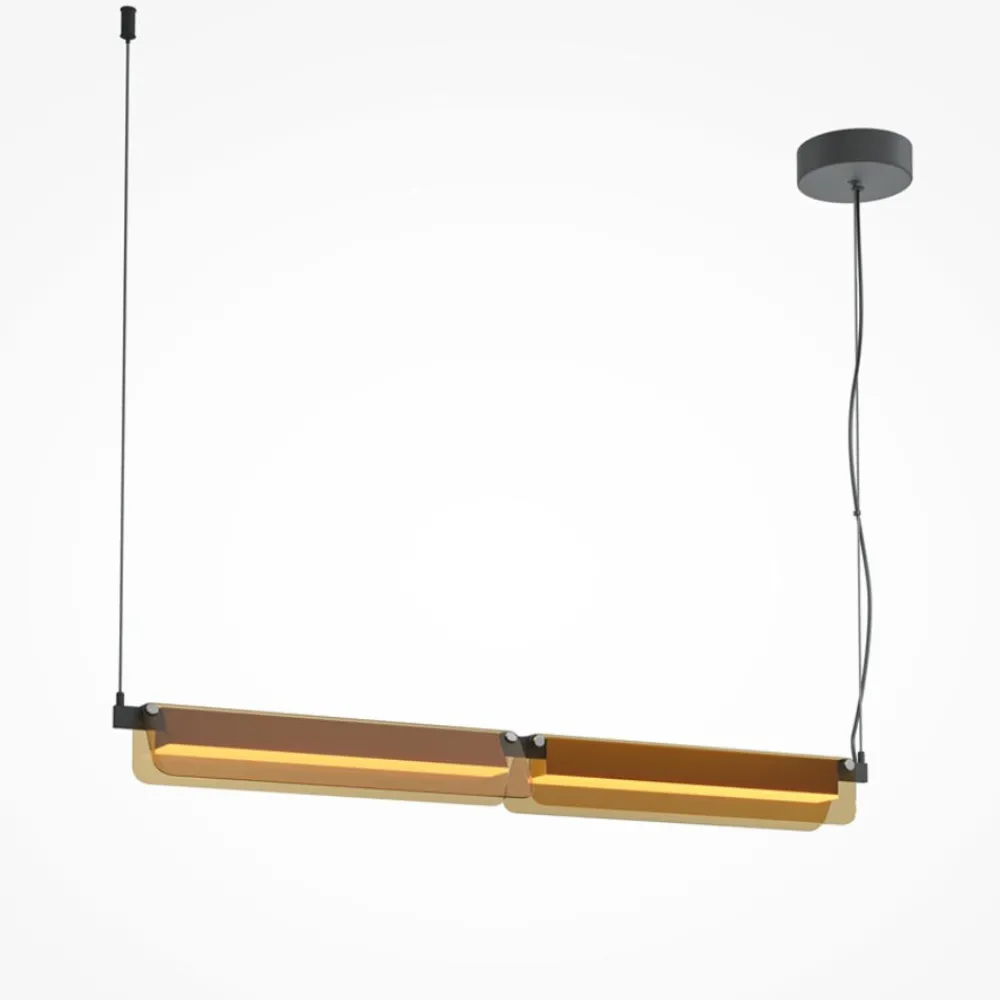 Lampadari Moderni-Maytoni flat lampadario moderno nero e ottone vetro trasparente