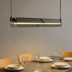 Lampadari Moderni-Maytoni flat lampadario moderno nero e oro vetro trasparente led 3000k