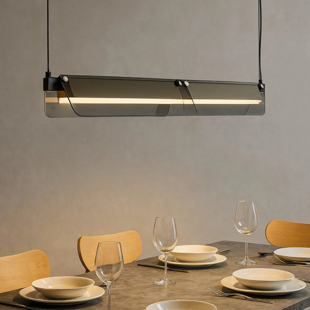 Lampadari Moderni-Maytoni flat lampadario moderno nero e oro vetro trasparente led 3000k