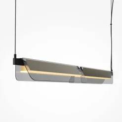 Lampadari Moderni-Maytoni flat lampadario moderno nero e oro vetro trasparente led 3000k