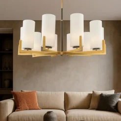 Lampadari Moderni-Maytoni fortano lampadario moderno 10 luci con paralumi cilindrici