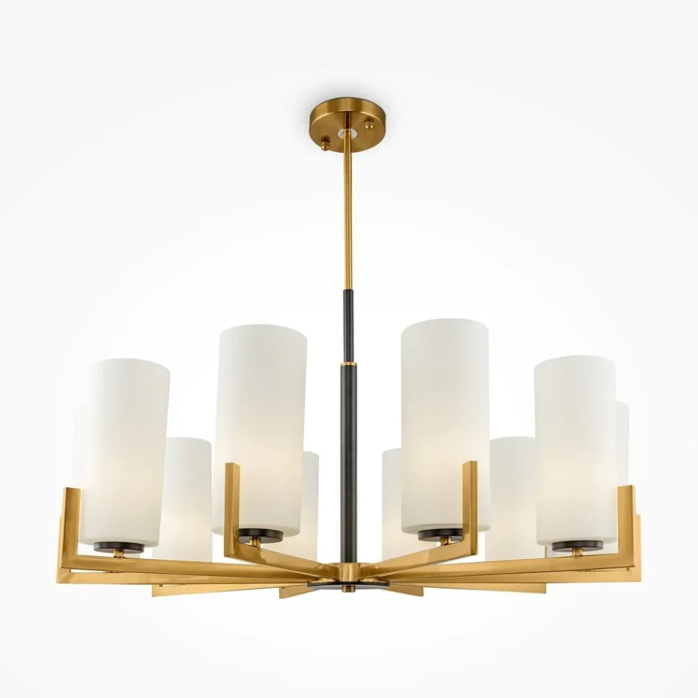 Lampadari Moderni-Maytoni fortano lampadario moderno 10 luci con paralumi cilindrici