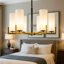 Lampadario Camera Da Letto-Maytoni fortano lampadario per camera da letto paralumi in vetro