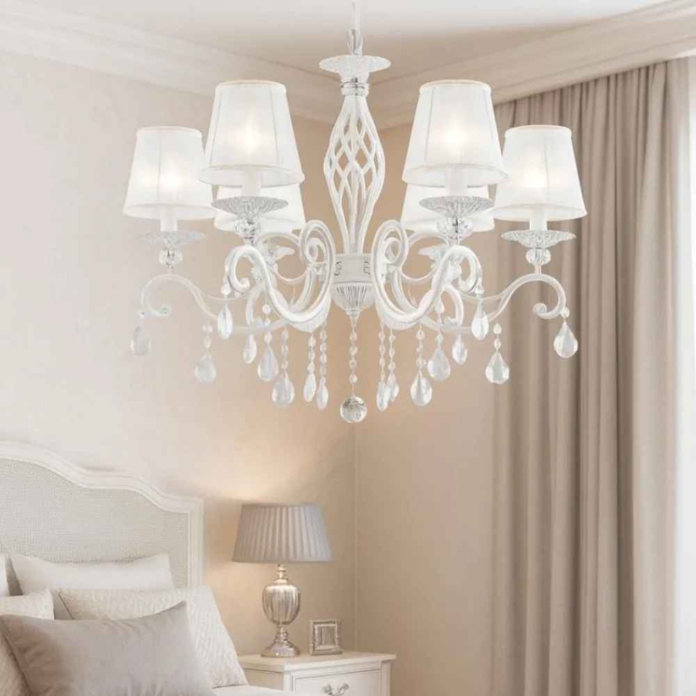 Lampadario Camera Da Letto-Maytoni grace lampadario camera da letto bianco con pendenti