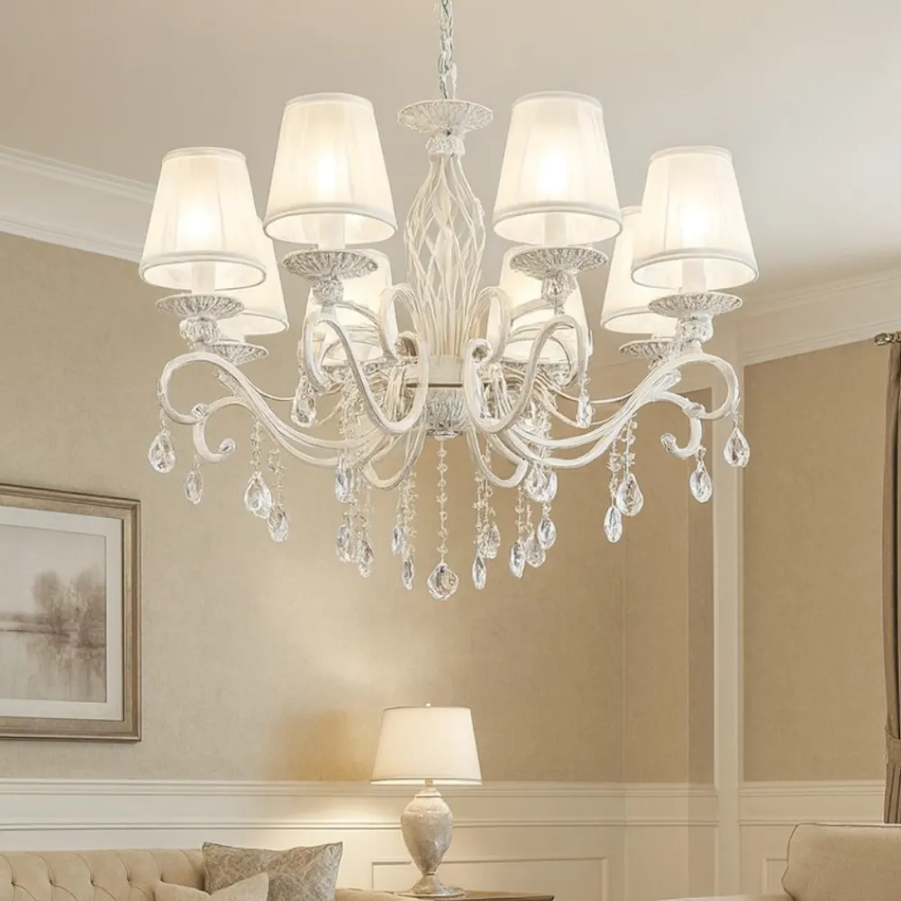 Lampadari Moderni-Maytoni grace lampadario per salone bianco anticato 8 luci