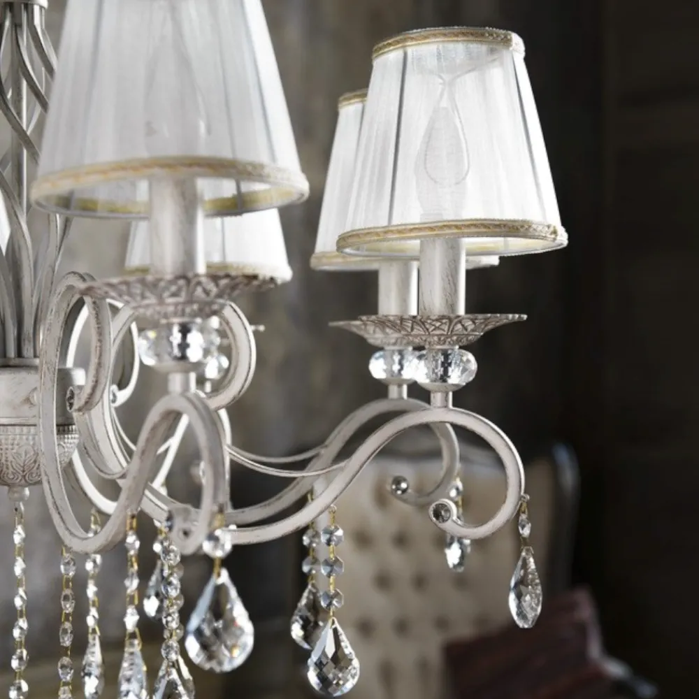 Lampadari Moderni-Maytoni grace lampadario per salone bianco anticato 8 luci