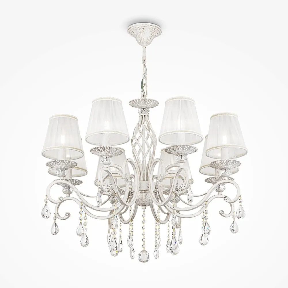 Lampadari Moderni-Maytoni grace lampadario per salone bianco anticato 8 luci
