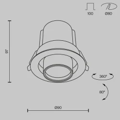 Faretti Da Incasso-Maytoni hidden faretto da incasso led 10w 3000k 220v tondo bianco orientabile retrattile