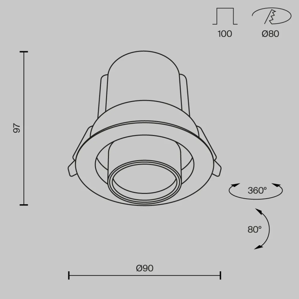 Faretti Da Incasso-Maytoni hidden faretto retrattile da incasso led 10w 3000k 220v orientabile nero