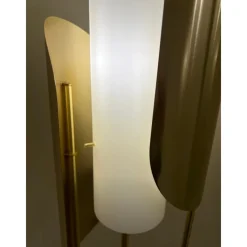 Lampade Da Tavolo-Maytoni lampada da tavolo cipresso oro ottone vetro bianco per salone