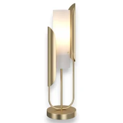 Lampade Da Tavolo-Maytoni lampada da tavolo cipresso oro ottone vetro bianco per salone