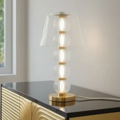 Lampade Da Tavolo-Maytoni lampada da tavolo moderna amulet bianca oro led 10w 3000k