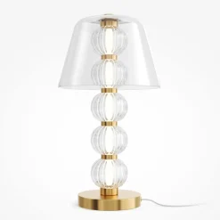 Lampade Da Tavolo-Maytoni lampada da tavolo moderna amulet bianca oro led 10w 3000k