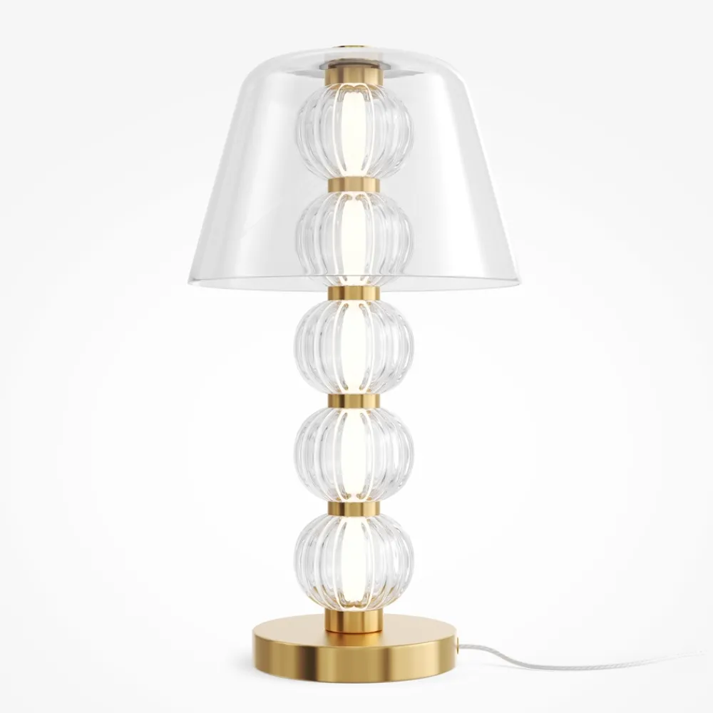 Lampade Da Tavolo-Maytoni lampada da tavolo moderna amulet bianca oro led 10w 3000k