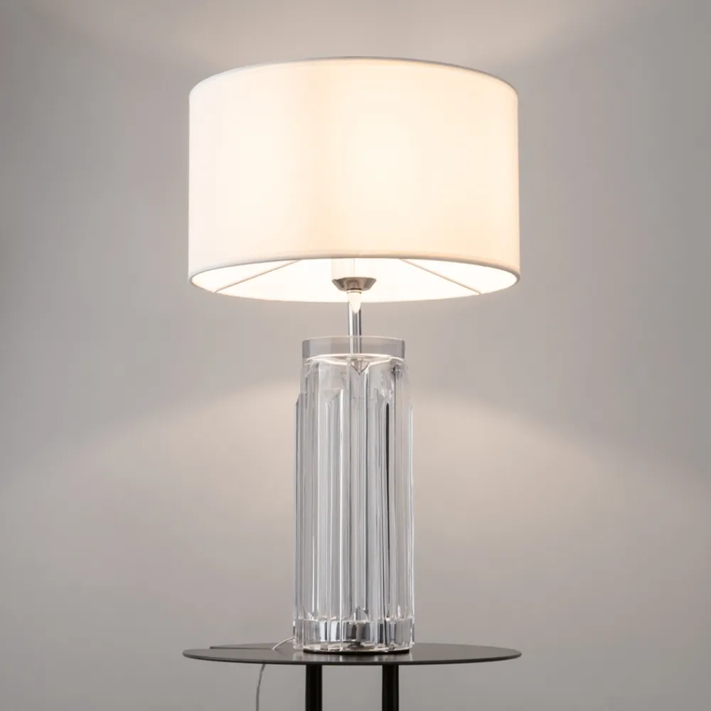Lampade Da Tavolo-Maytoni lampada da tavolo muse per salone moderna cromo base in vetro