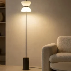 Lampade Da Terra-Maytoni lampada da terra kyoto per salotto led 3000k base in marmo nero