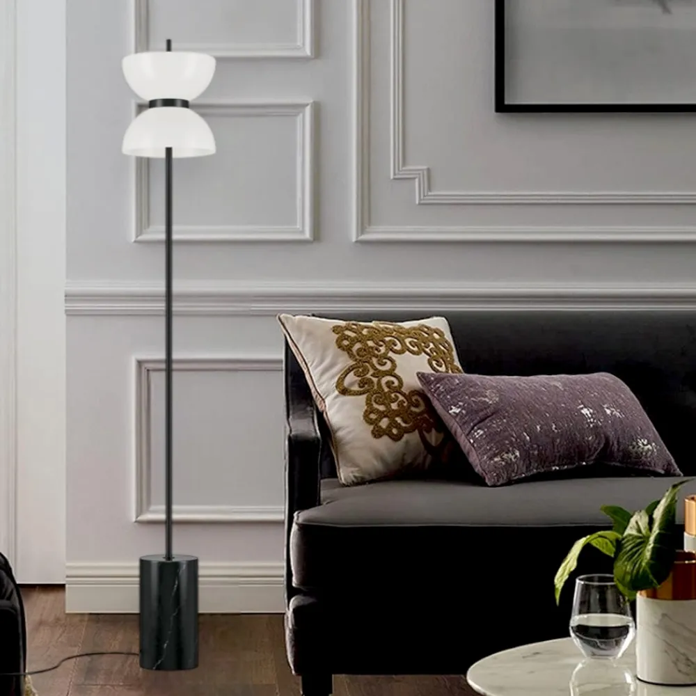 Lampade Da Terra-Maytoni lampada da terra kyoto per salotto led 3000k base in marmo nero