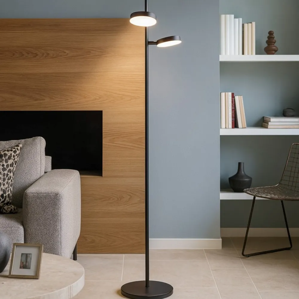 Lampade Da Terra-Maytoni lampada da terra moderna fad led 3000k due luci orientabili