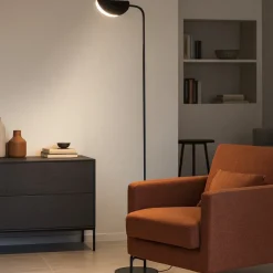 Lampade Da Terra-Maytoni lampada da terra mollis moderna nera per salotto h140 cm