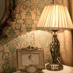 Lampade Da Tavolo-Maytoni lampada per tavolo salotto grace bronzo paralume in tessuto