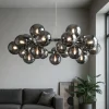 Lampadari Moderni-Maytoni lampadario dallas circolare per soggiorno sfere vetro fume trasparenti