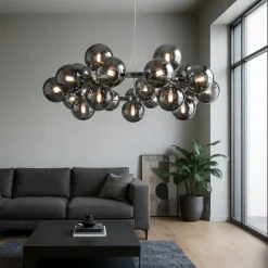 Lampadari Moderni-Maytoni lampadario dallas circolare per soggiorno sfere vetro fume trasparenti
