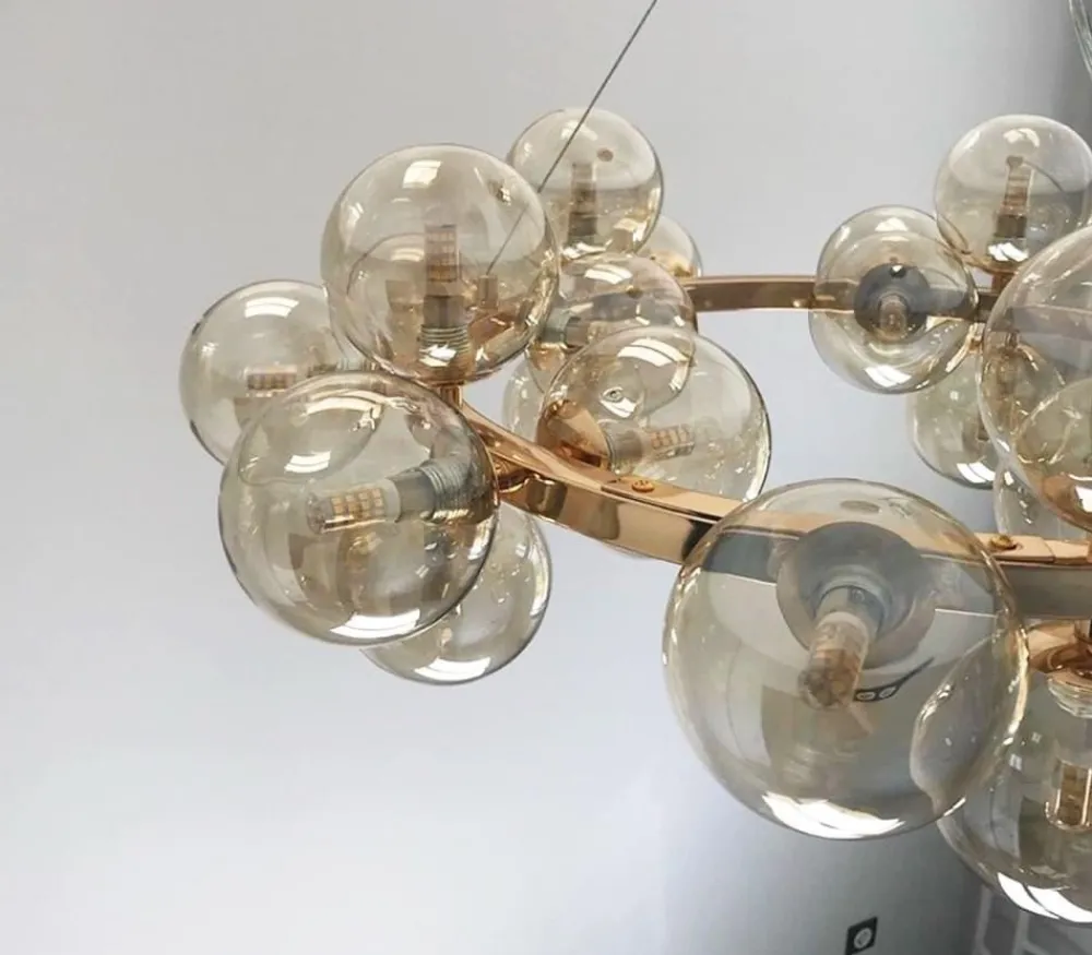 Lampadari Moderni-Maytoni lampadario dallas moderno per soggiorno oro sfere vetro ambra trasparente